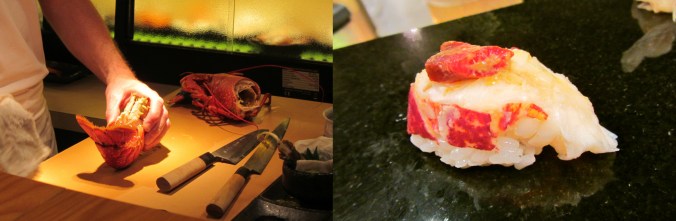 Pensec's lobster sushi, with with lobster roe